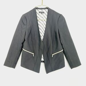 Ann Taylor Black Long Sleeve Open Front Jacket With Pockets 6113